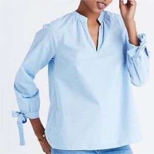 Madewell Striped Tie Sleeve Popover Top
